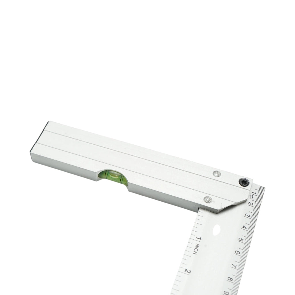Squadra da falegnameria con livella professionale, 350mm (14 pollici), manico in alluminio, righello in acciaio inox, Crownman