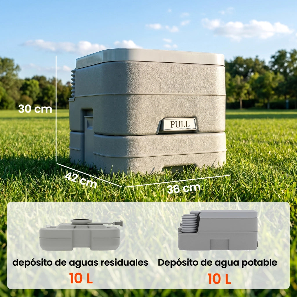 WC Portatile con Doppio Serbatoio 10L ¨C Zephmum ¨C Grigio 36x42x30 cm