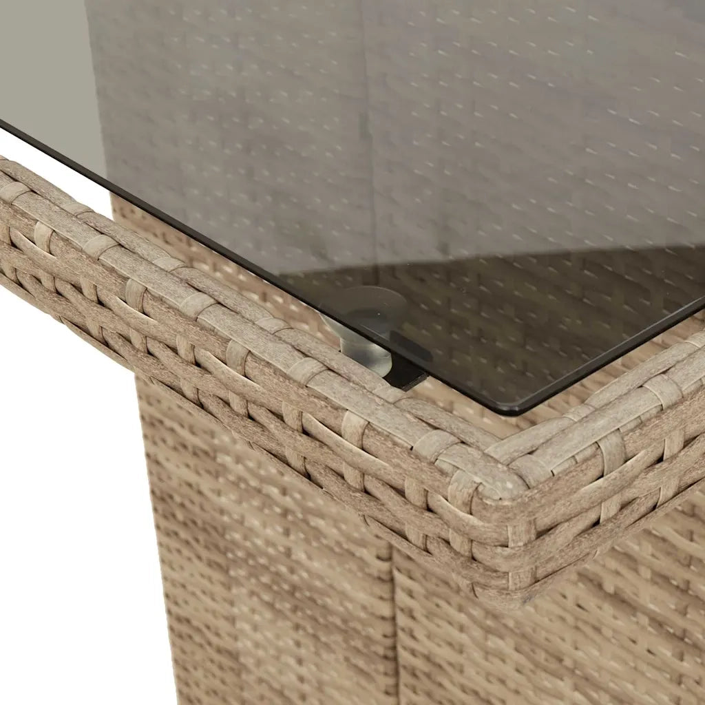 Set da BistrÃ² da Giardino 7 pz con Cuscini Beige in Polyrattan