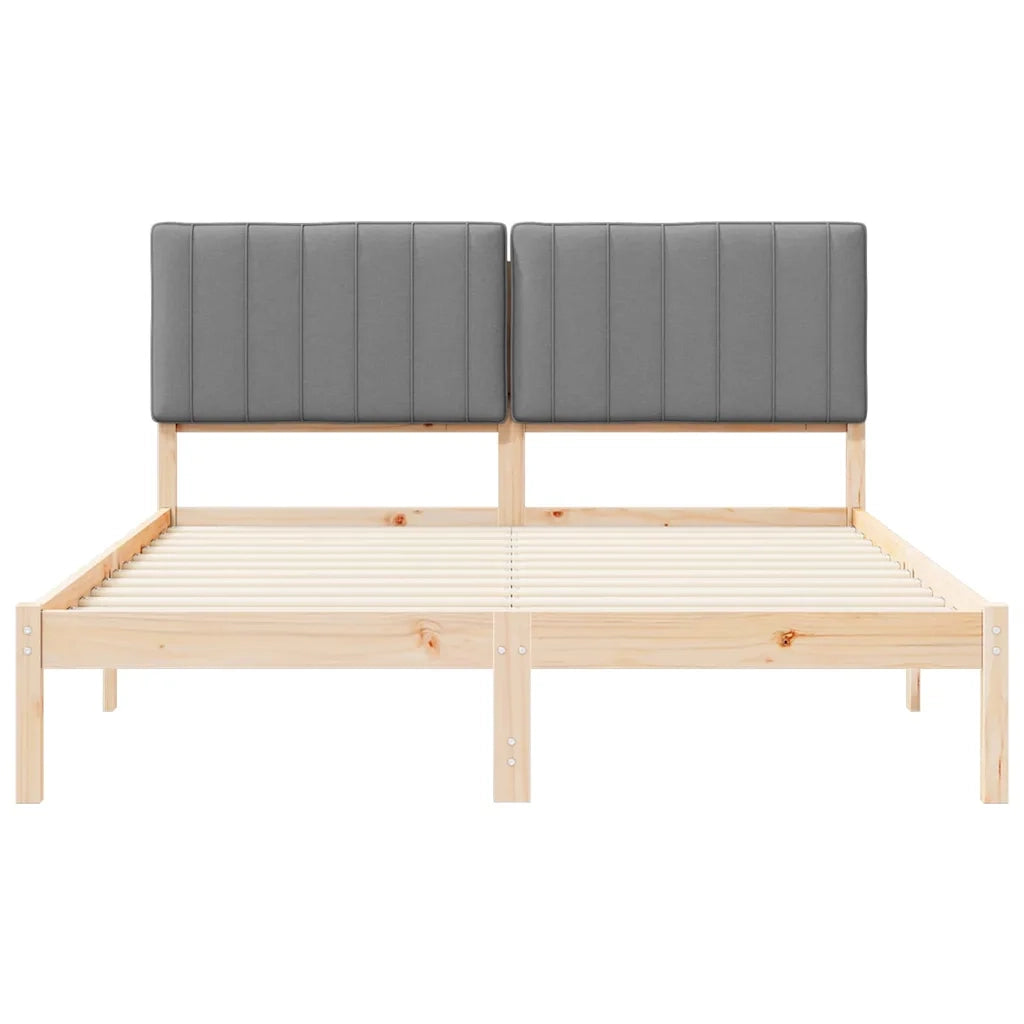 Letto con Testiera Rivestita Grigio chiaro 150 x 200 cm