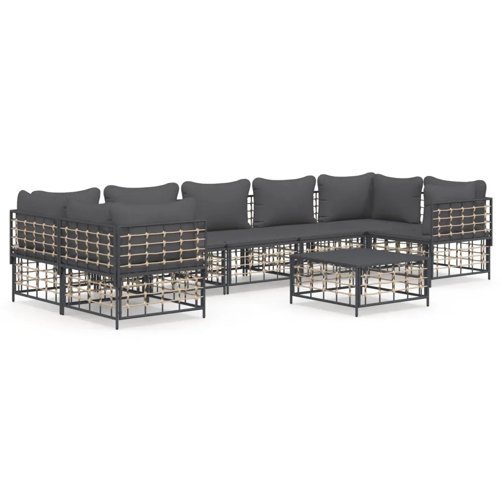 Set Divani da Giardino 8 pz con Cuscini Antracite in Polyrattan 3186803