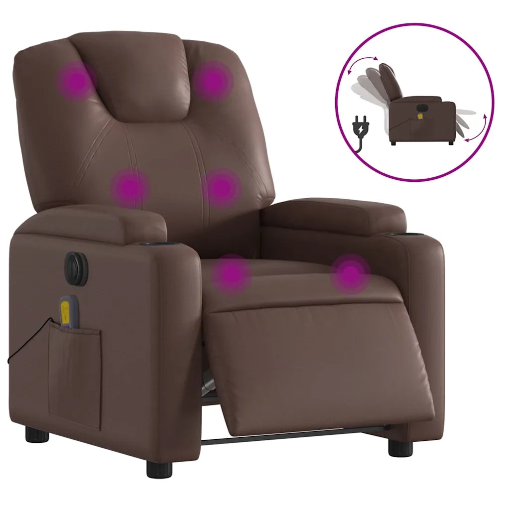 Poltrona Massaggiante Elettrica Marrone in Similpelle 3204425