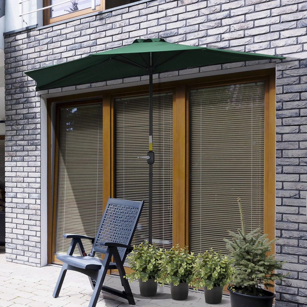 Ombrellone Semicircolare da Parete ¨C zephmum ¨C Verde Poliestere 270x240 cm