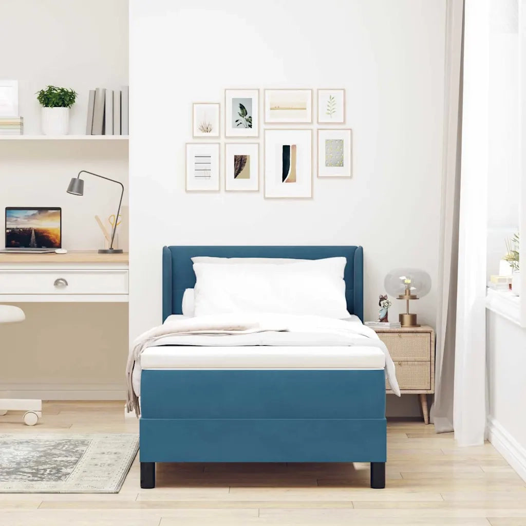 Letto a molle con testiera Blu Scuro 200 x 100 cm Velluto 3341460