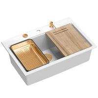 Lavello In Granito Marc 110 Workstation White Acciaio