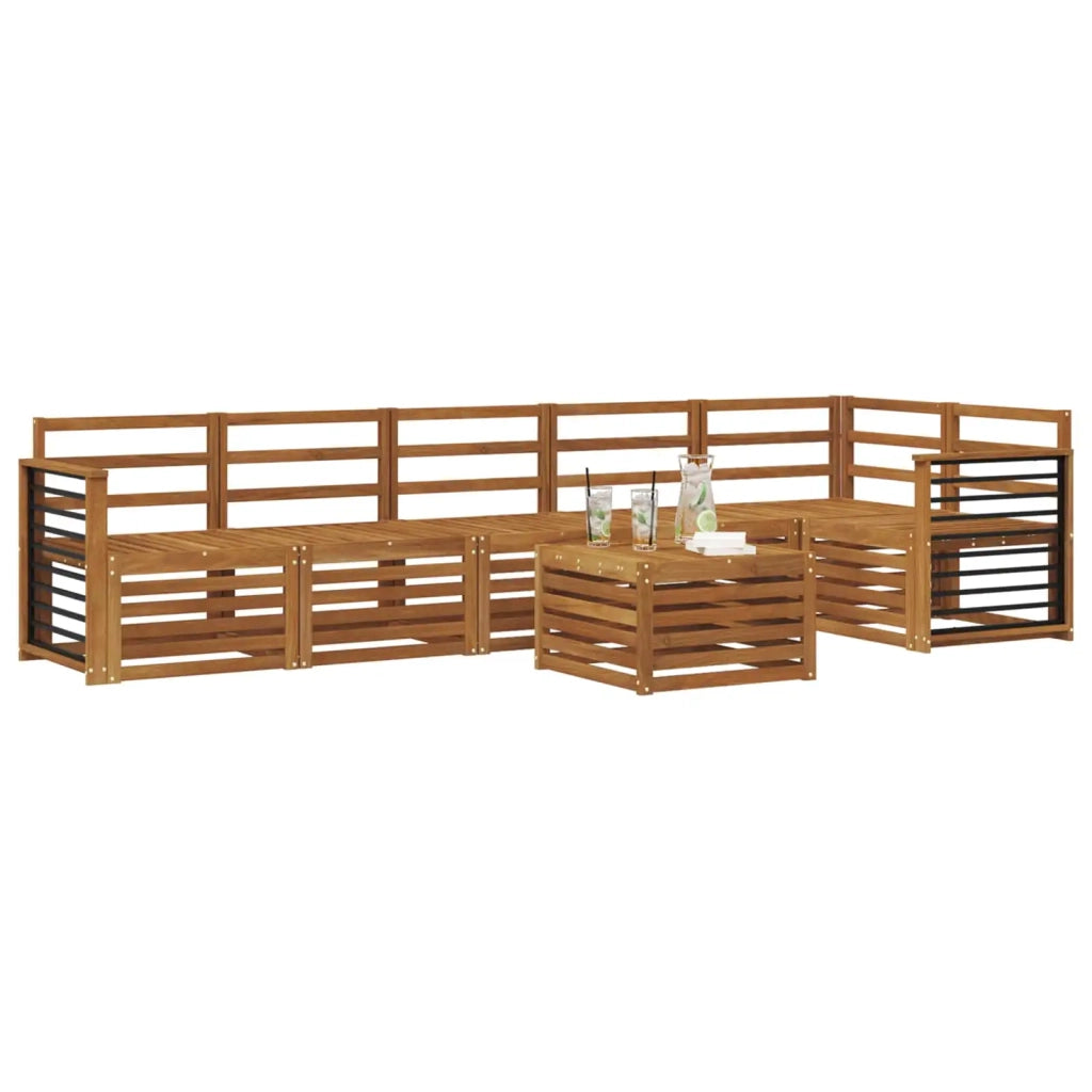 Set divano sezionale 7 pcs Naturale Legno di Acacia Massello 3374939