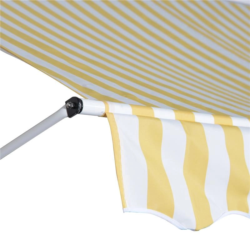 TENDA DA SOLE A MURO CON PALI DI SUPPORTO 300 X 150 CM  COLORE BIANCO E GIALLO