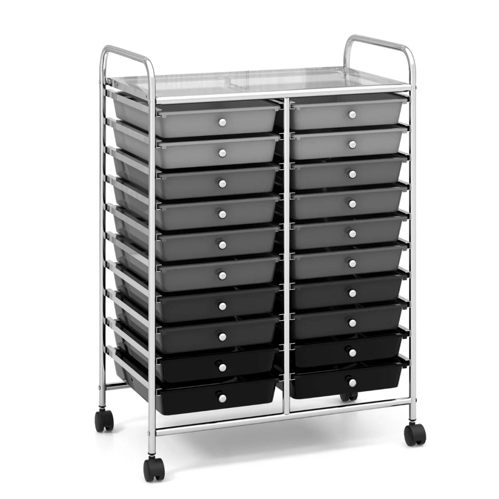 Carrello portaoggetti mobile con 20 cassetti 64 x 38 x 87 cm pratico per l'ufficio e la casa stile moderno metallo grigio 20_0019418