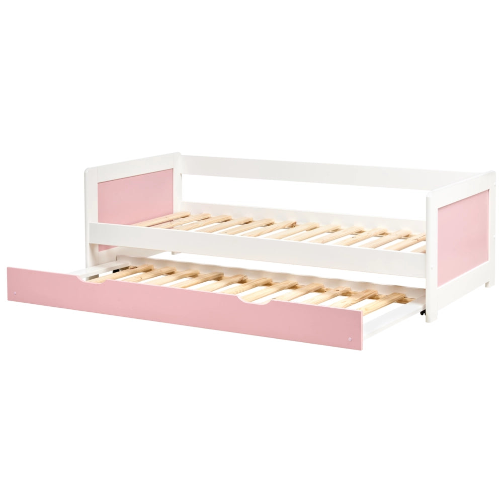 Letto a castello per bambini in legno di pino rosa struttura di dimensioni singole EU con telaio estraibile extra