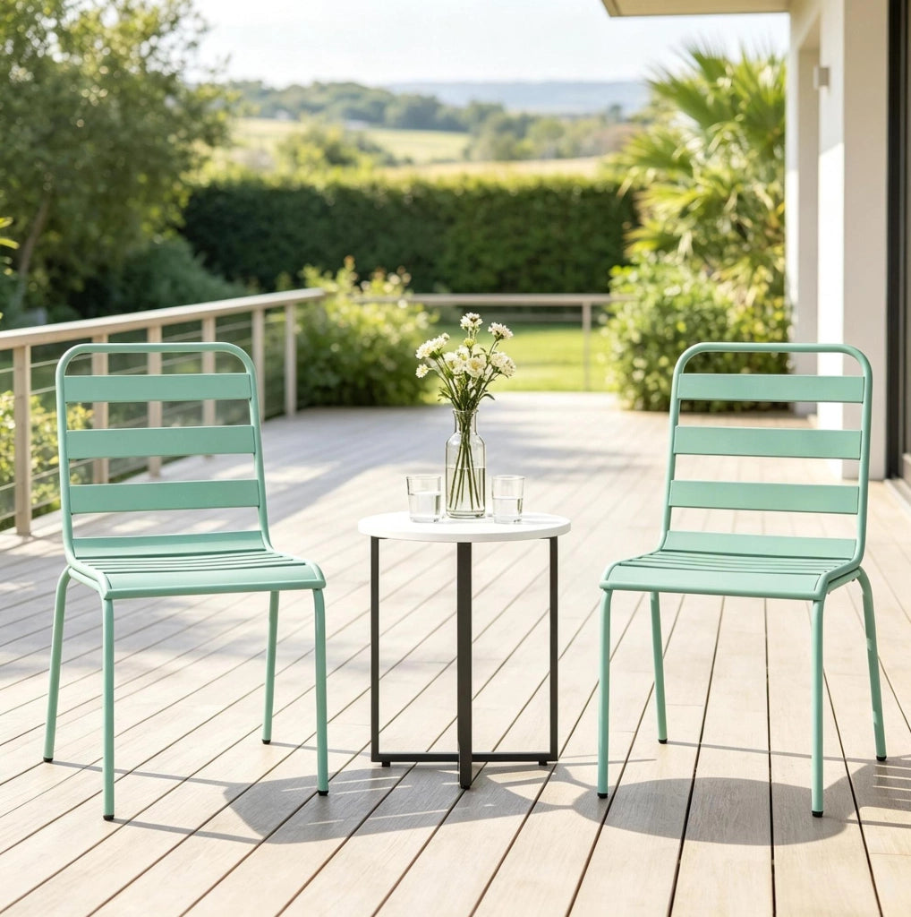 Set di 2 sedie da giardino impilabili in acciaio verde