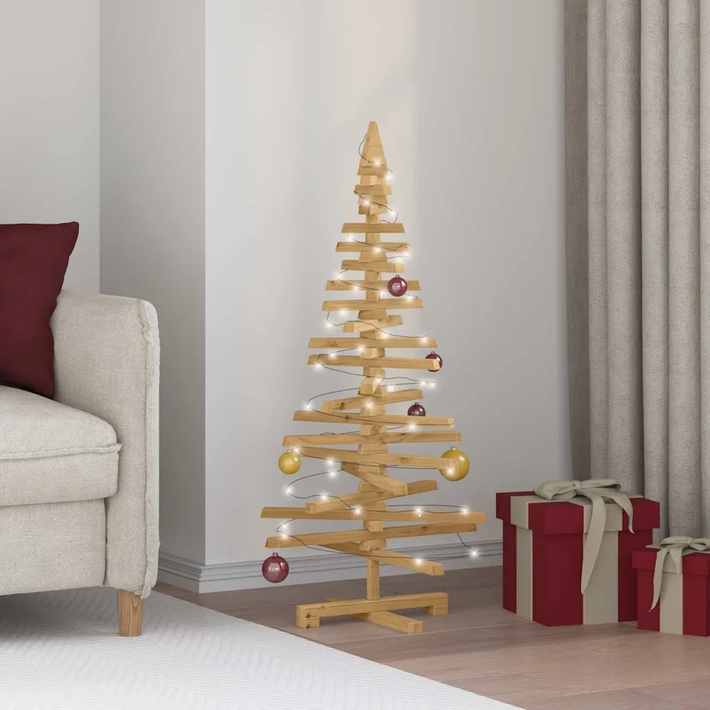 Albero di Natale in legno Marrone 120 cm Legno di pino massello
