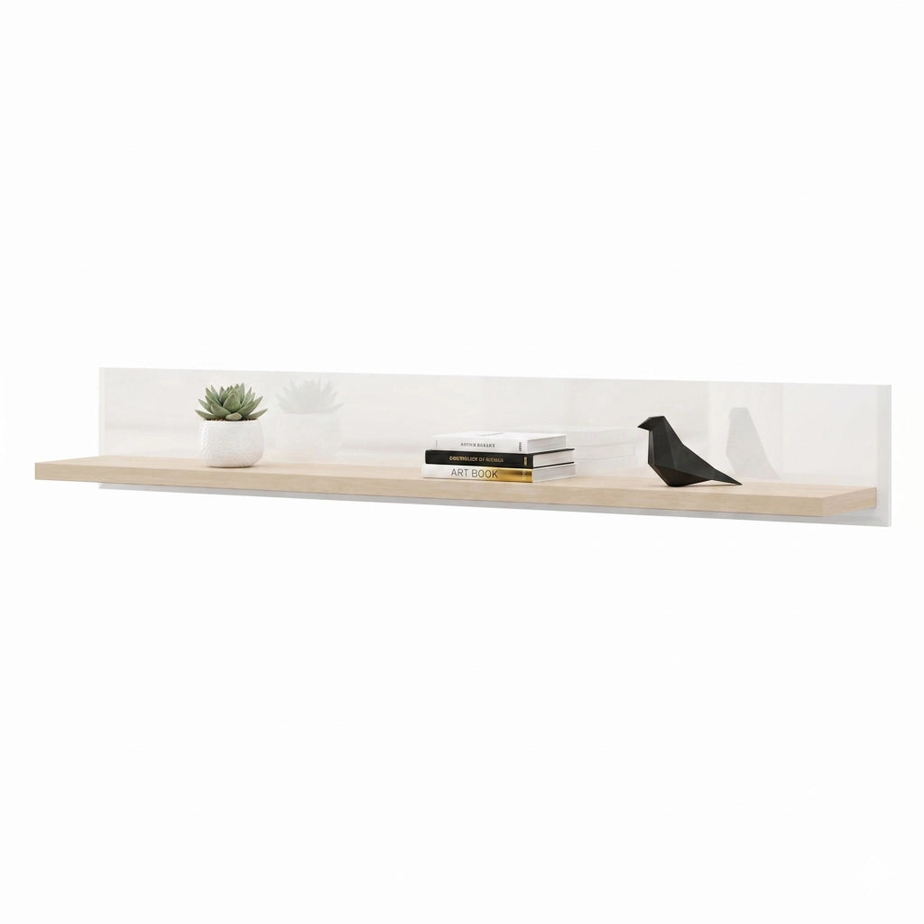 Livo, Mensola un Ripiano, 128x20x24h cm Bianco Lucido