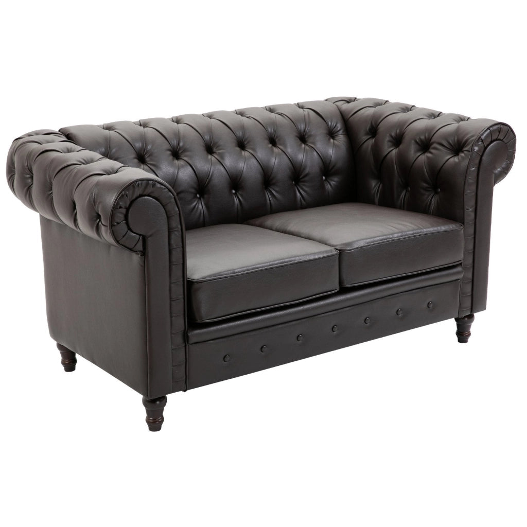 Divano 2 Posti 160x84x80 cm in Similpelle  Marrone Scuro