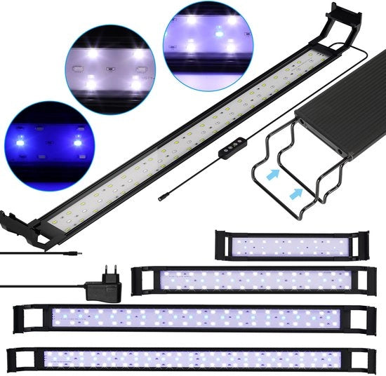 Lampada Acquario LED Blu/Bianco 20W – Supporto in Acciaio Inossidabile