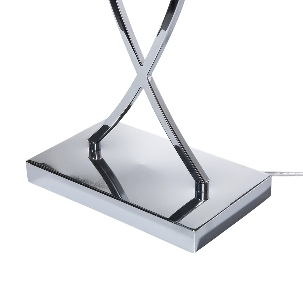 Lampada da Tavolo Metallo Argento Nero Paralume Rettangolare 62H cm Soggiorno Moderno