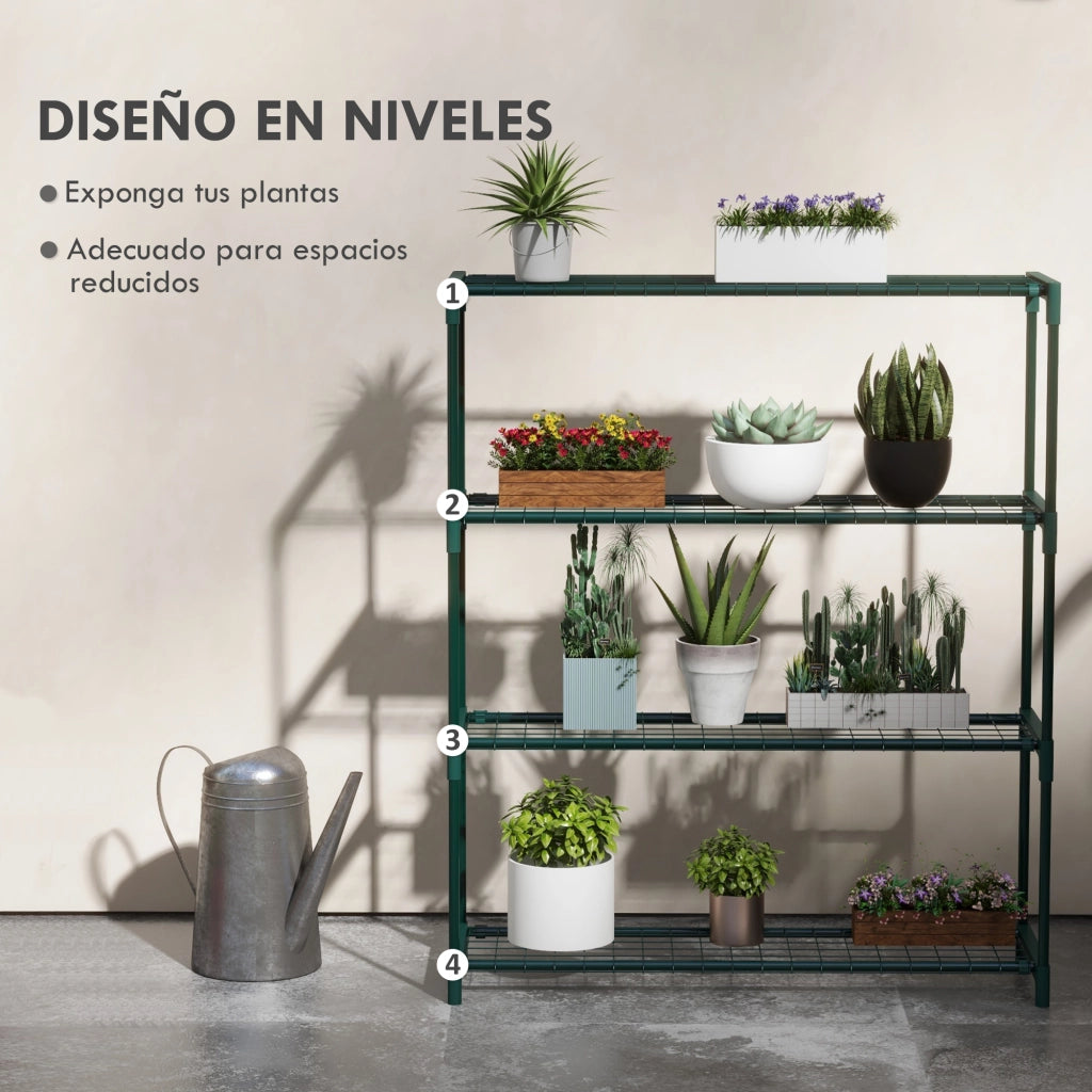 Portavasi 4 Ripiani ¨C Xylo ¨C Acciaio Verde Scuro 89x28x107 cm