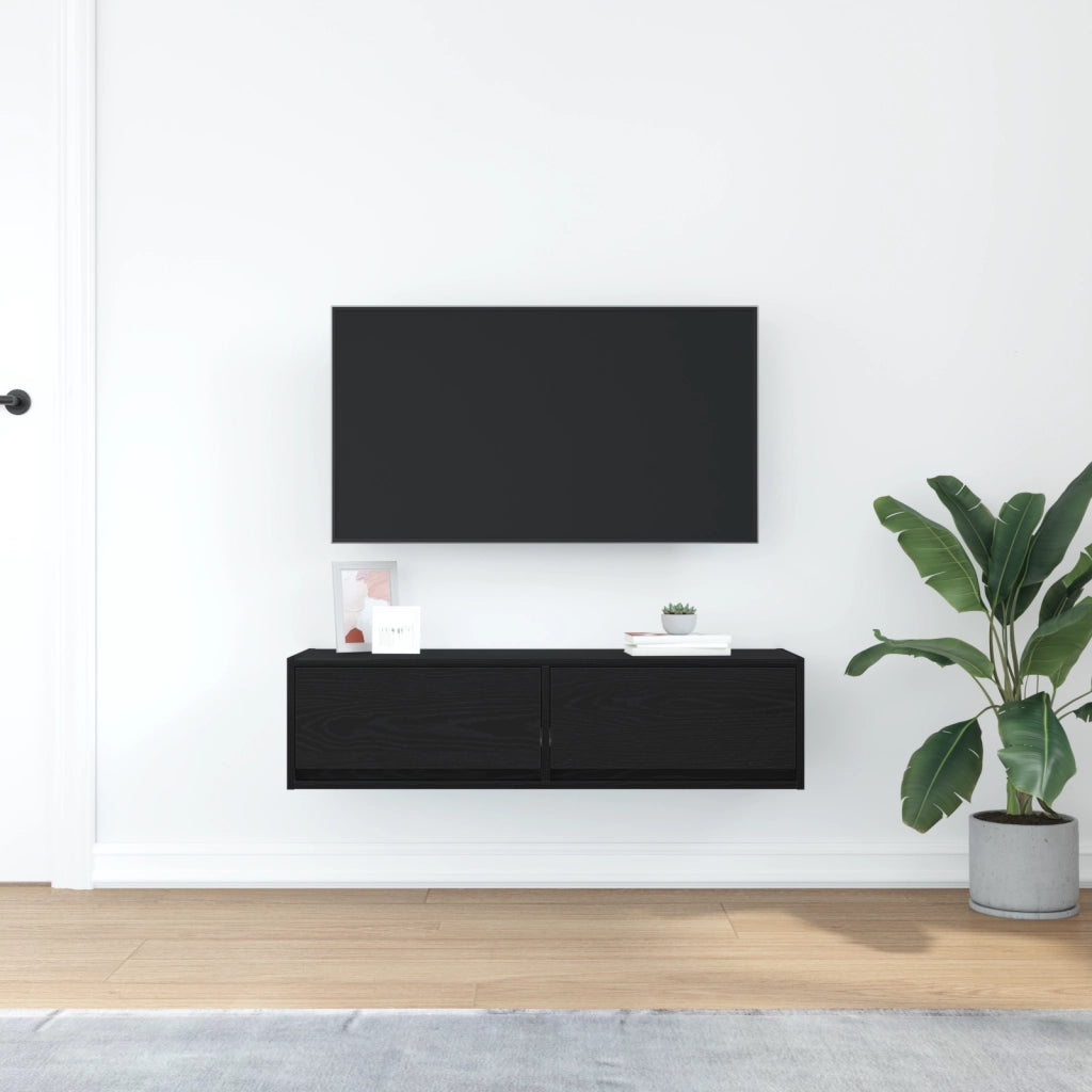 Mobile TV  Nero Rovere 100x31x25,5 cm Legno ingegnerizzato