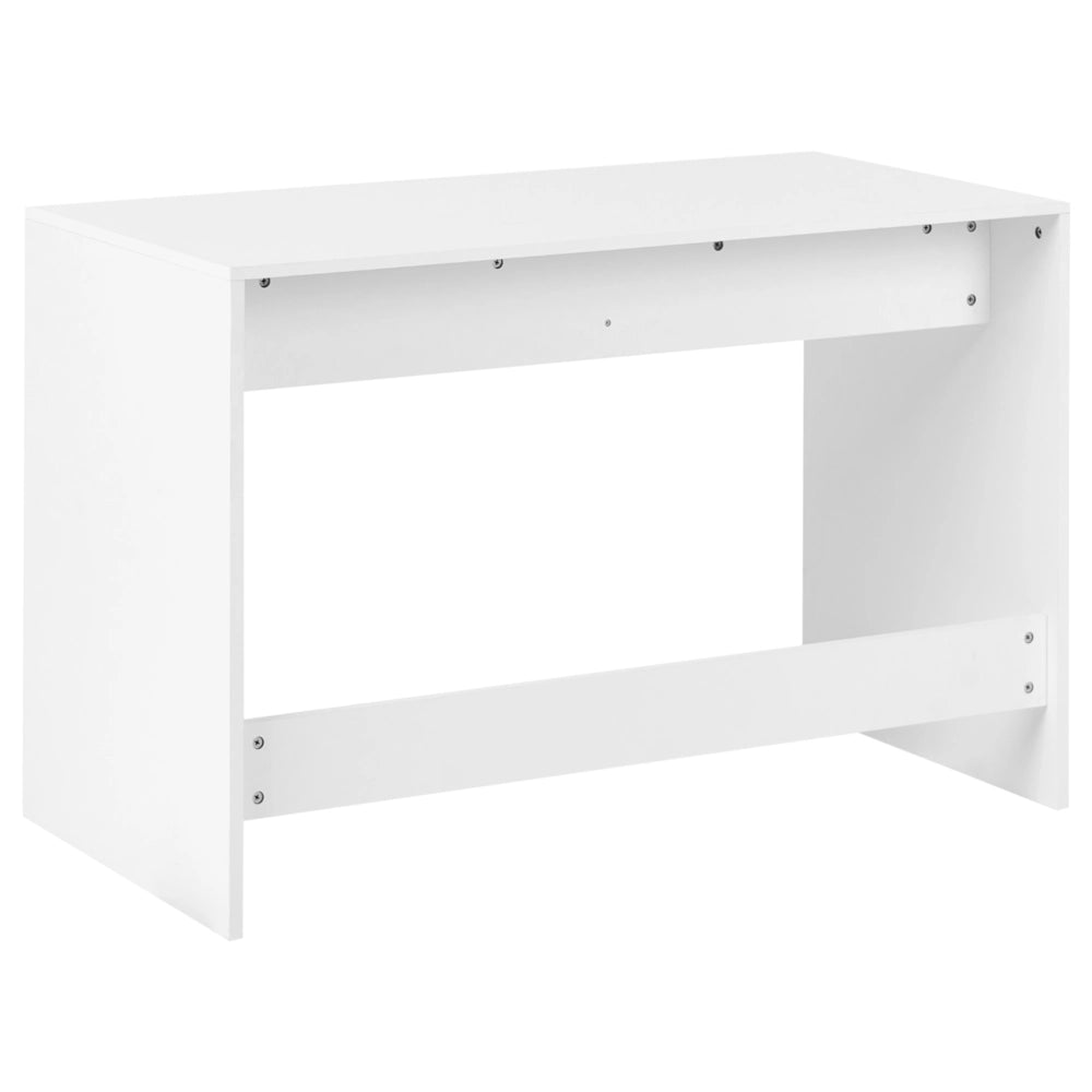 Scrivania da ufficio per casa in pannello truciolare bianco, 120 x 60 cm con 1 cassetto, gambe larghe, stile scandinavo