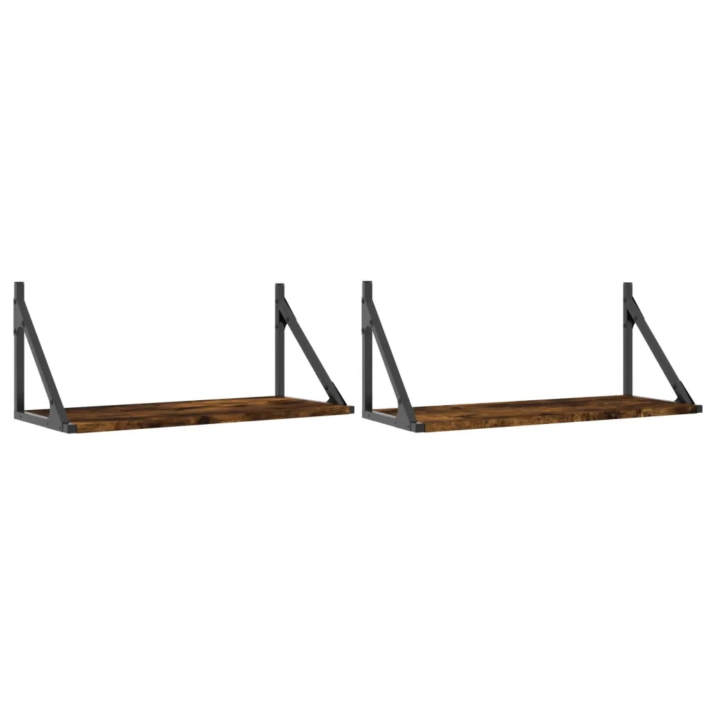 Mensole Parete 2pz Rovere Fumo 60x25x25,5 cm Legno Multistrato 836335