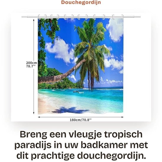 Douchegordino Acquaproteggiato - Dimensioni 180x200 - Lavabile - Adatto a Piante Tropicali - Design Unico - Alta Resistenza ai Colori - Doccia in Bagno