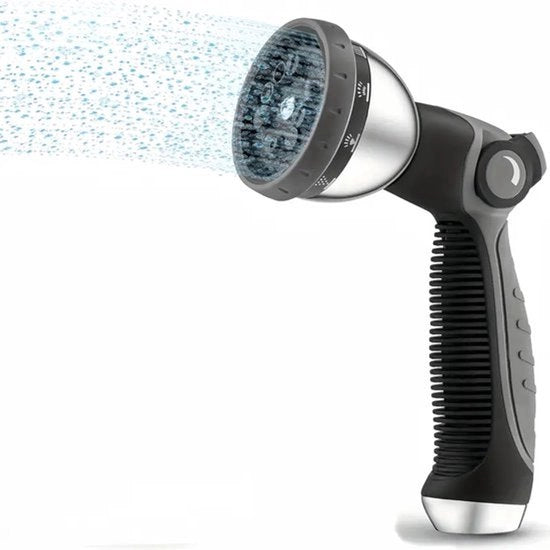 Pistolo ad alta pressione per irrigazione, rivestito in gomma, pistolo per irrigazione a percussione durevole, pistolo per irrigazione multifunzione 10 in funzione (grigio-nero)