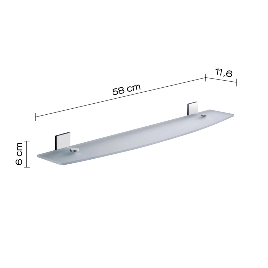 Mensola 60 cm in vetro temperato 7819-60 Gedy serie MAINE Cromato