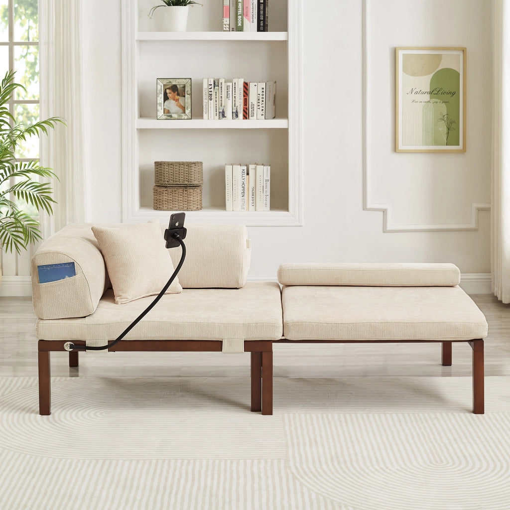DIVANO LETTO Pieghevole singolo estraibile in velluto beige