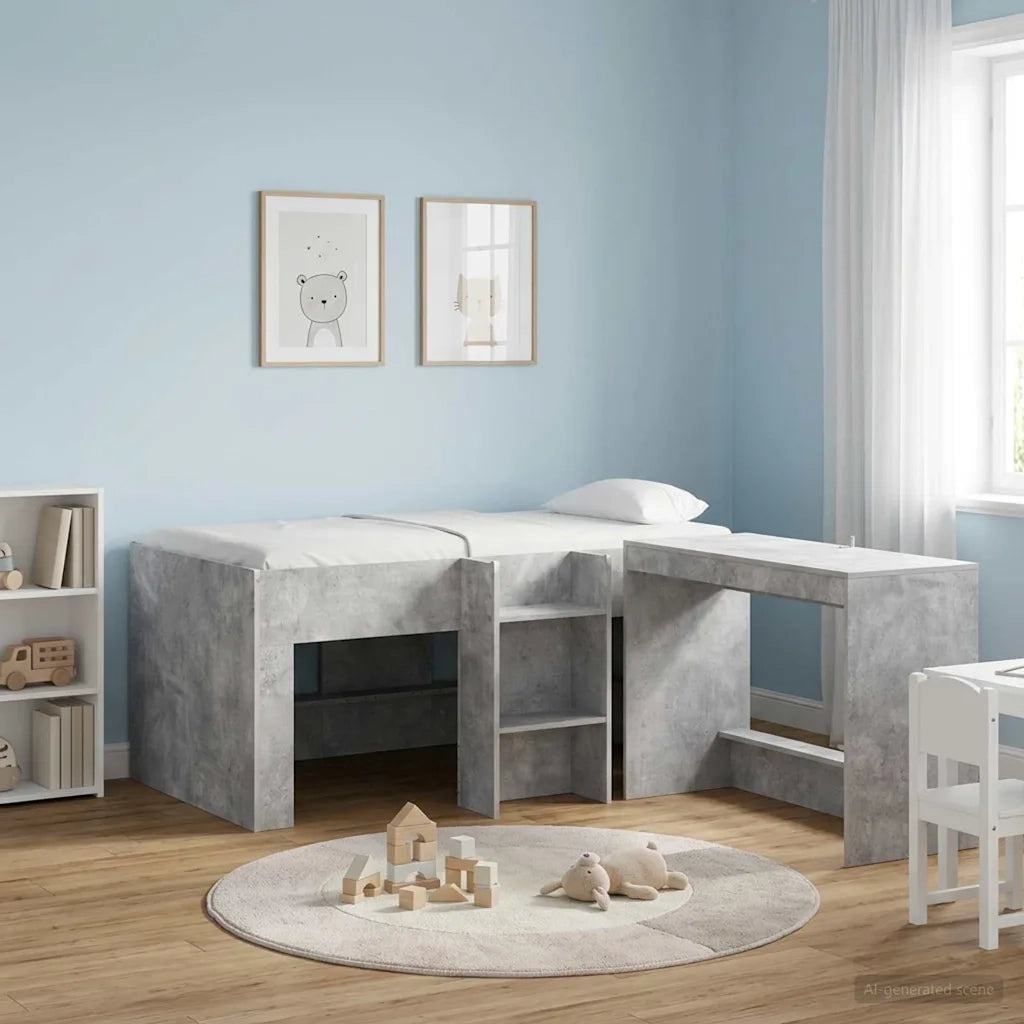 Letto Alto per Bambini Grigio Cemento 80 x 160 cm 3422574