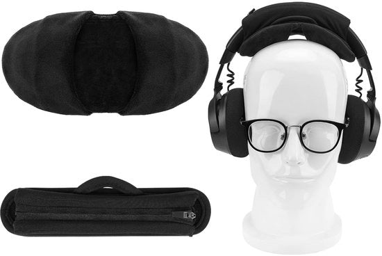 Set di protezioni per cuffie con adesivo a gomma (adatti a cuffie con larghezza di 2,5–3,5 cm), compatibili con QC 45, QC 35 II, Studio Pro, WH-1000XM6, 1000XM5, ATH-M50x (Velluto/Nero)