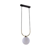 Lampada sospensione BALOS nera sfera opale E14 Amplex