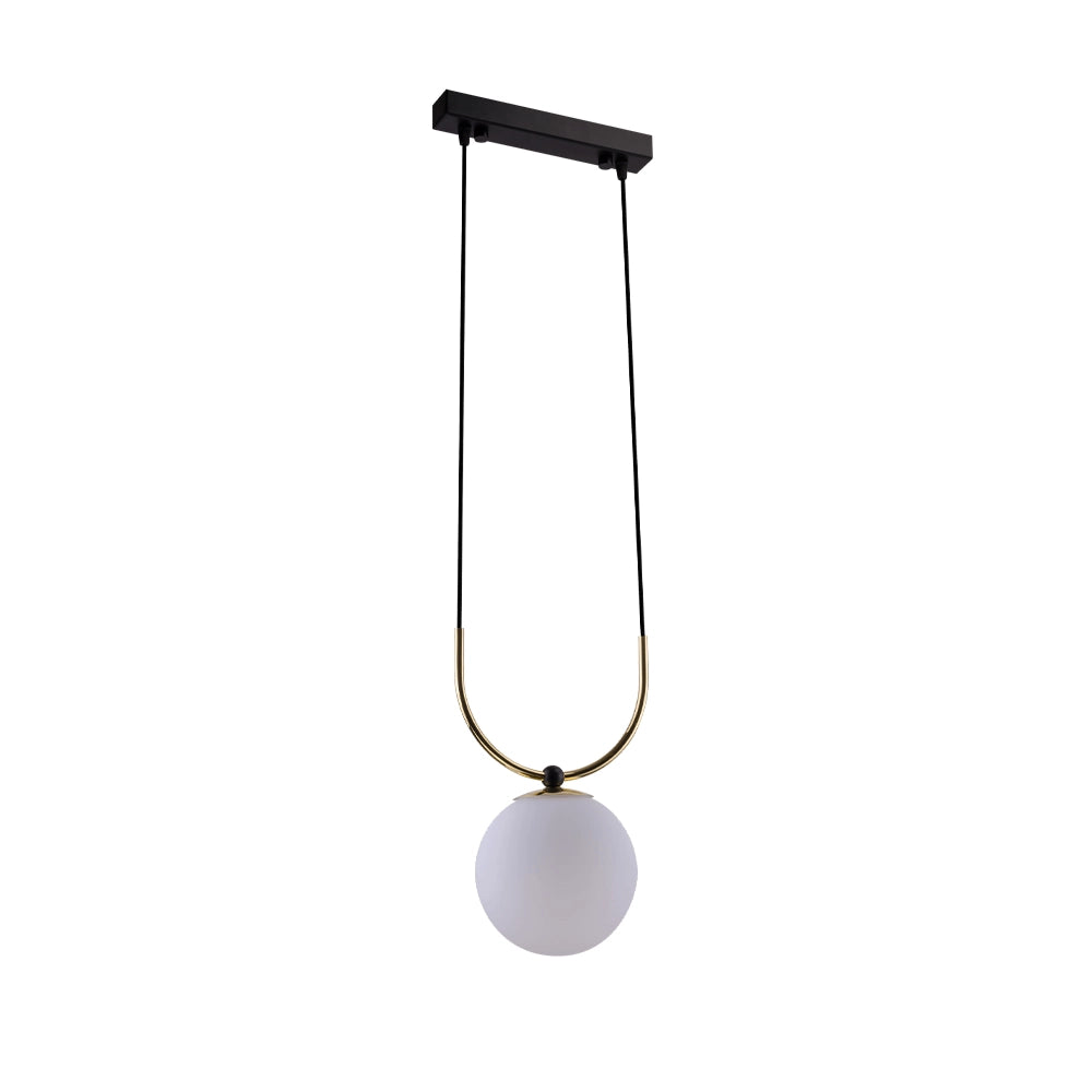 Lampada sospensione BALOS nera sfera opale E14 Amplex