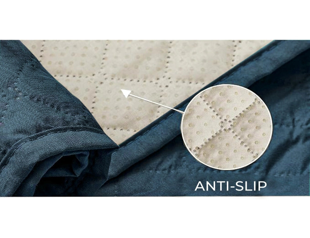 Copridivano Impermeabile Tasche Laterali Proteggi Divano Antimacchia Antiscivolo 4 Posti Blu
