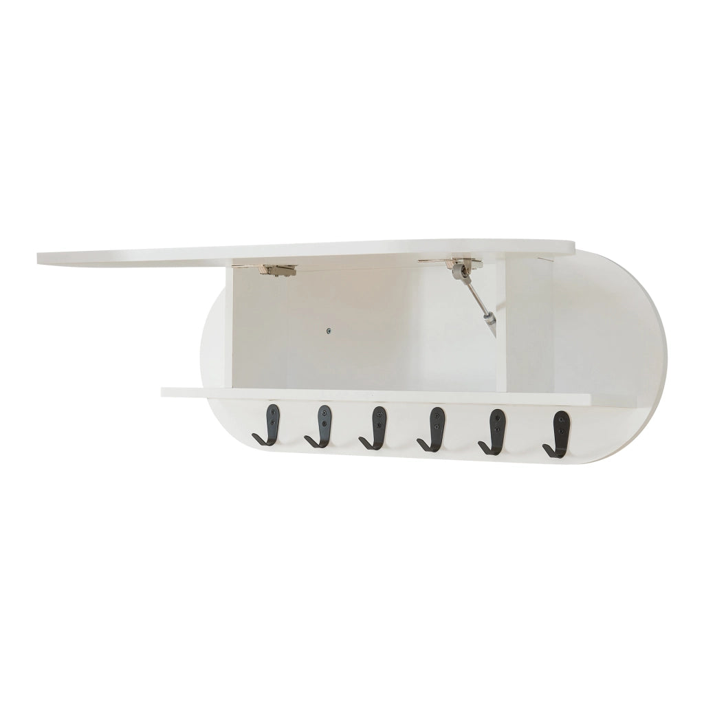 Appendiabiti da Parete Vilkön con Anta a Ribalta e Ganci 80 x 16 x 30 cm - Bianco [en.casa]