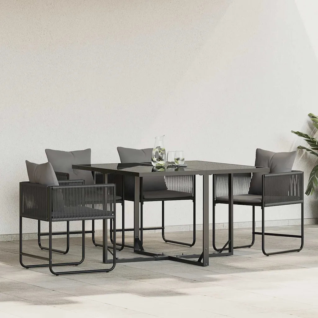 Sedia con cuscino 4 pcs Nero e antracite Rattan in PE 42003027