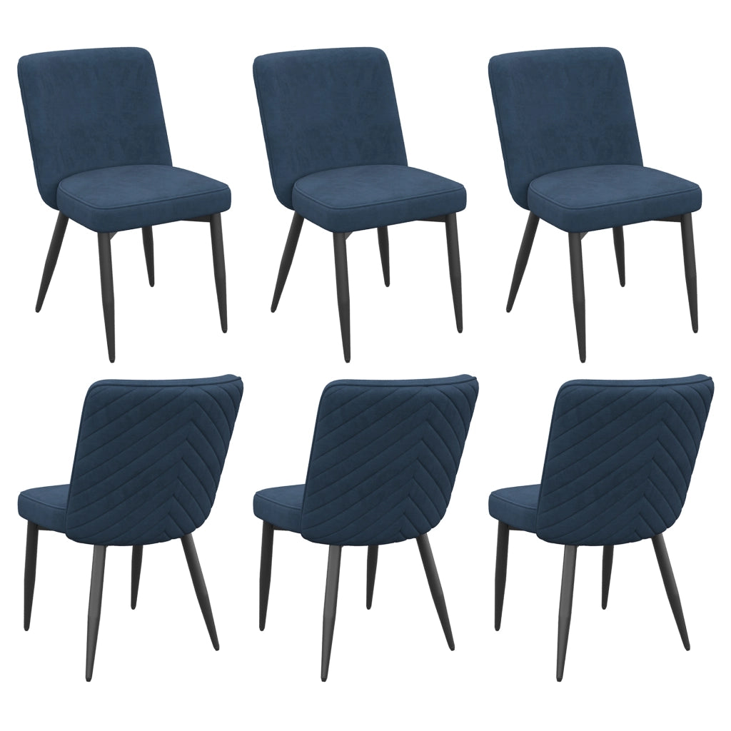 Sedie da Pranzo in Velluto ¨C Xylo ¨C Blu Scuro, Set 6 Pezzi, Stile Moderno