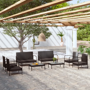 Set Divani da Giardino 8 pz con Cuscini in Polyrattan Nero cod mxl 39195