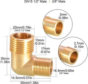 Connettori a 90 gradi in tubo di rame per accoppiamento di tubi BSP maschio con ingresso interno per olio e gas (DN15 1/2 pollici x 3/8" maschio)