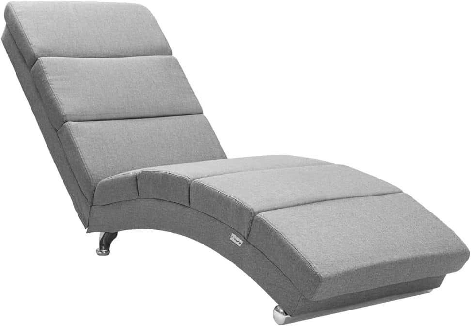 ® Poltrona Chaise Longue 186x89x55 cm Lettino Sdraio Ergonomico in Tessuto Imbottito Portata 180 kg Soggiorno Ufficio Interno Reclinabile Lettura
