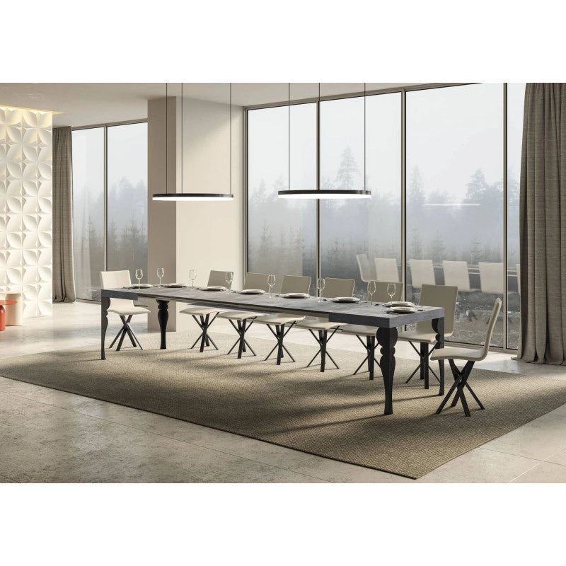 Tavolo allungabile 120/380x90 cm Paxon telaio Antracite - Cemento