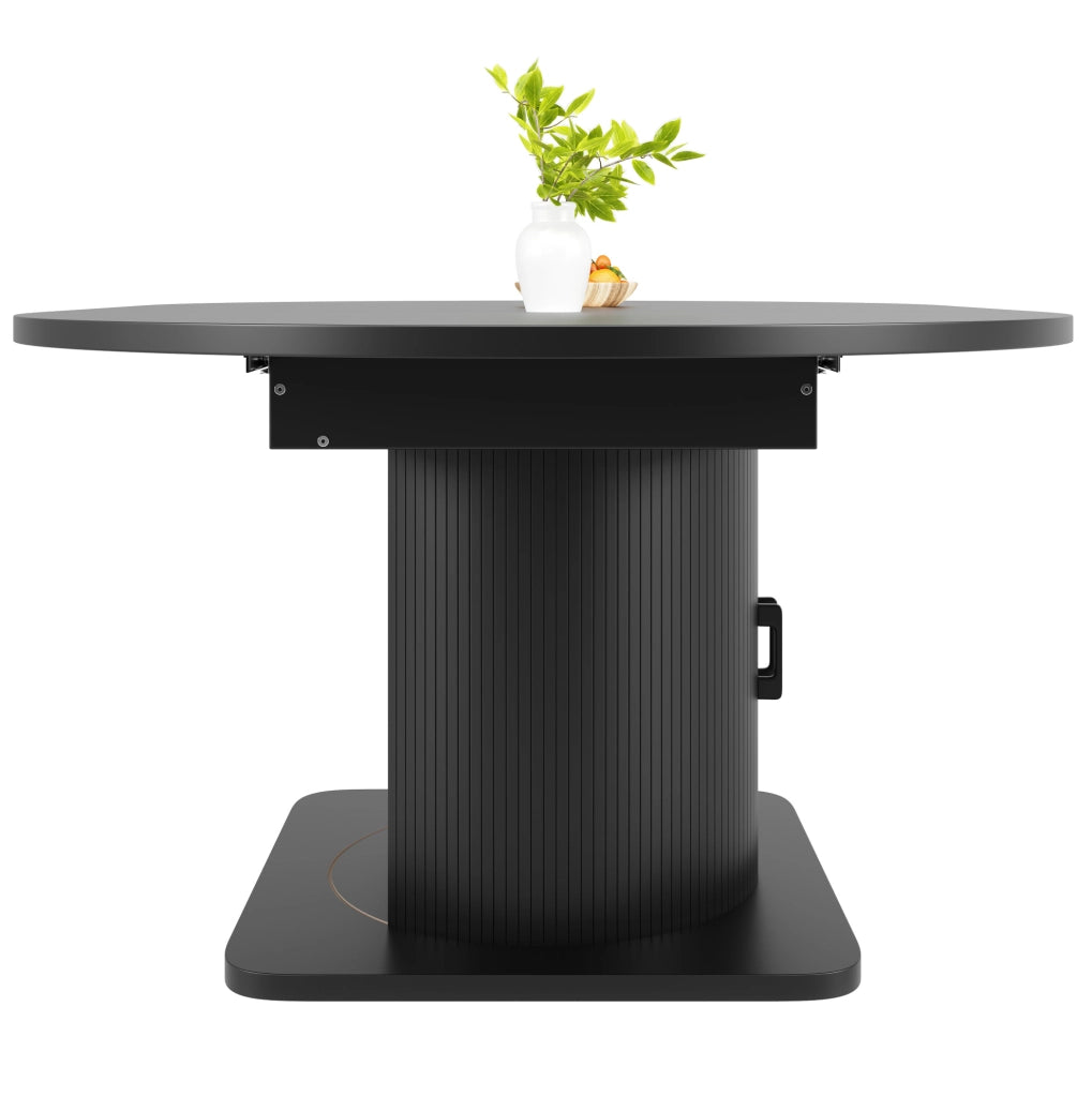 Tavolo da pranzo allungabile con contenitore in MDF nero