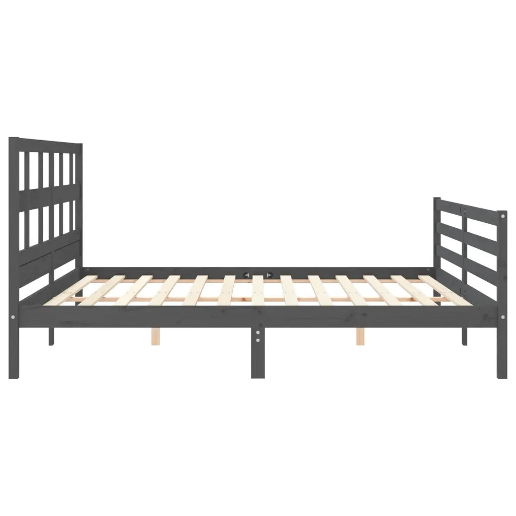 Giroletto con Testiera Grigio 200x200 cm in Legno Massello