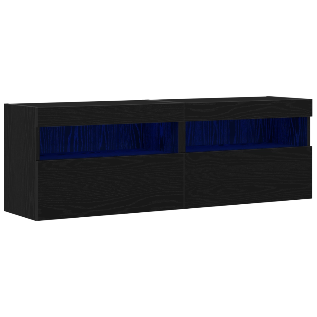 Armadi per TV  con luci LED 2 pcs Nero Rovere 60x30x40 cm