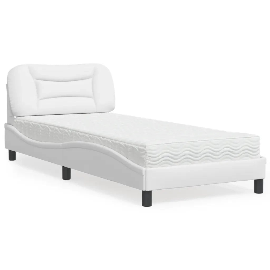 Letto con Materasso Hvar Bianco 90x190 cm in Similpelle 3208690