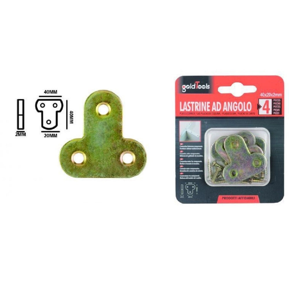 Trade Shop - Set 4pz Lastrina Lastrine Ad Angolo Forma T 40x20x2 Mm Con Viti Per Mobili 91223 -