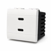 Serie Civile A2ZWORLD MBL Bianco Compatibile Con Bticino Living Light (Presa USB C PD + USB A QC 2 Moduli)