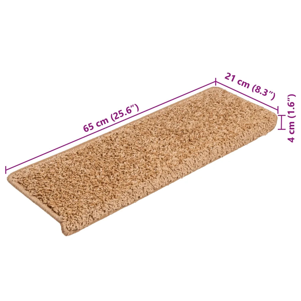 Tappetini per scale 10 pz 65x21x4 cm Beige Bordo rettangolare 149819