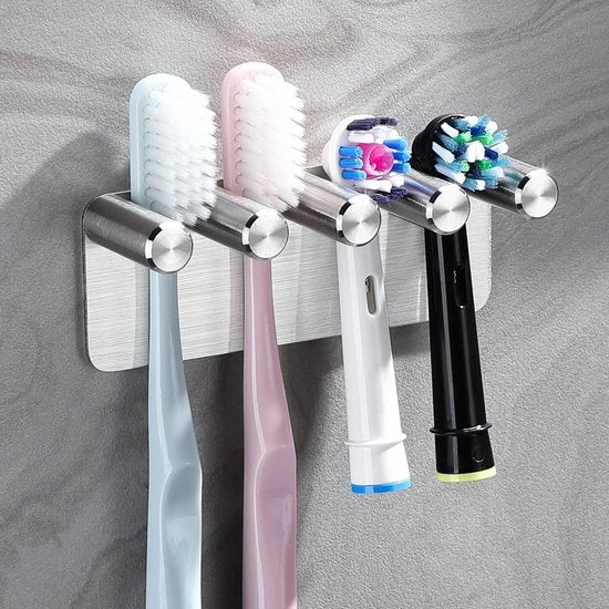 Oggetto per il sostegno di 4 elettrotoselli da denti in acciaio inossidabile 304 per fissaggio alla parete con adesivo per bagno in acciaio inossidabile zinco