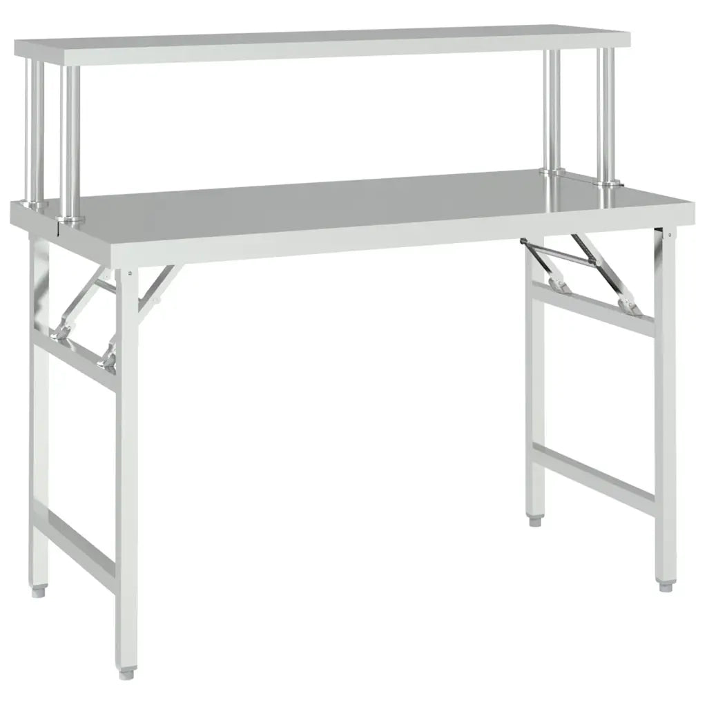 Tavolo Lavoro Cucina con Ripiano 120x60x115 cm Acciaio Inox CFW4394125