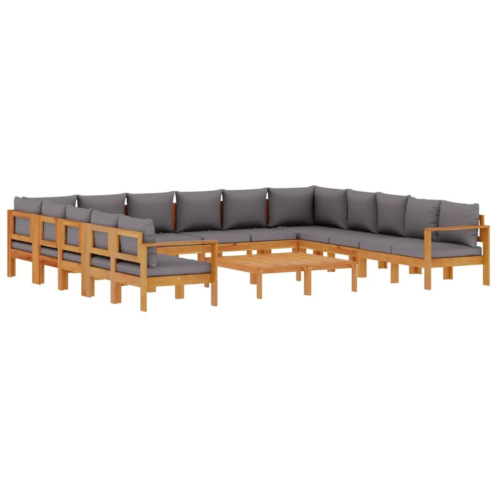 Set Divani da Giardino 10pz con Cuscini Legno Massello Acacia