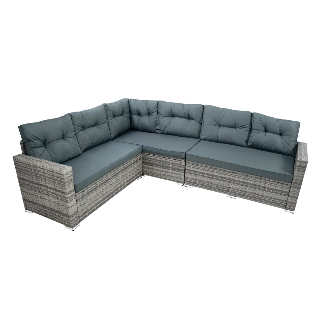 Set Angolare Rattan Giardino 9 Posti Grigio Tavolo Cuscini Impermeabili